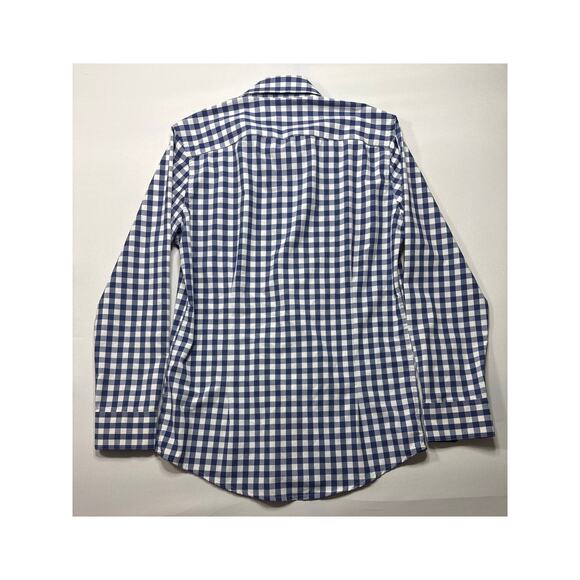 Mizzen+Main Leeward Men's Long Sleeve Blue White Checkered Dress Shirt - M Trim - Picture 2 of 4